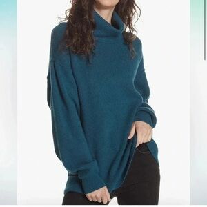Free People Women's Softly Structured Tunic Sweater Womens Size Large Blue Teal